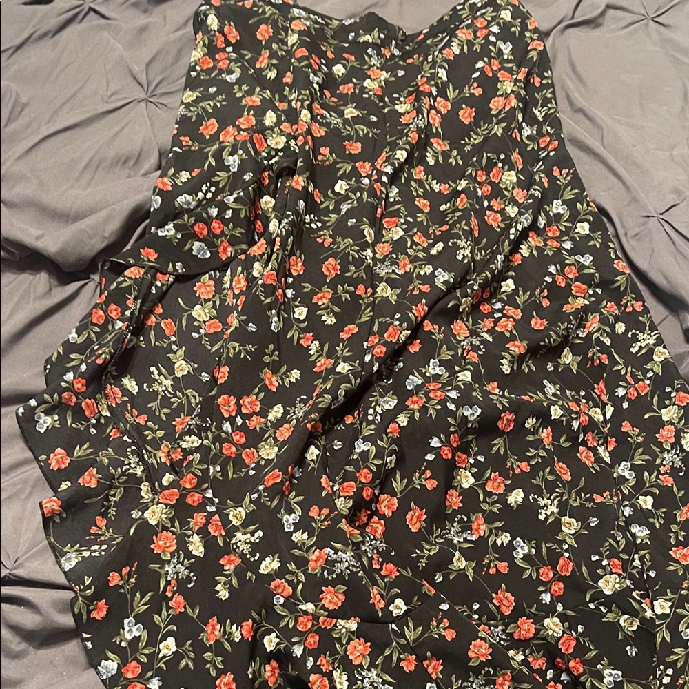 Floral Black Skirt